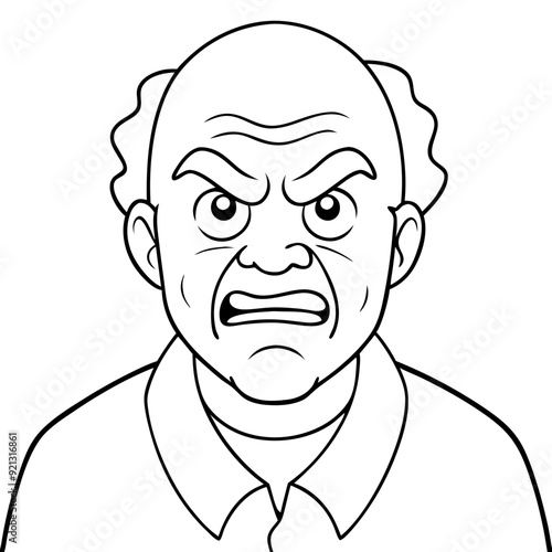 Angry Old Man Cartoon Vector Illustration Depicting Frustration and Anger for Comics and Designs