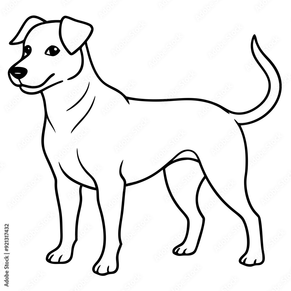 Vector Outline Illustration Happy Dog Standing Tail Up for Pet Design Projects and Coloring Pages Vector Outline Illustration Happy Dog Standing Tail Up for Pet Design Projects and Coloring Pages