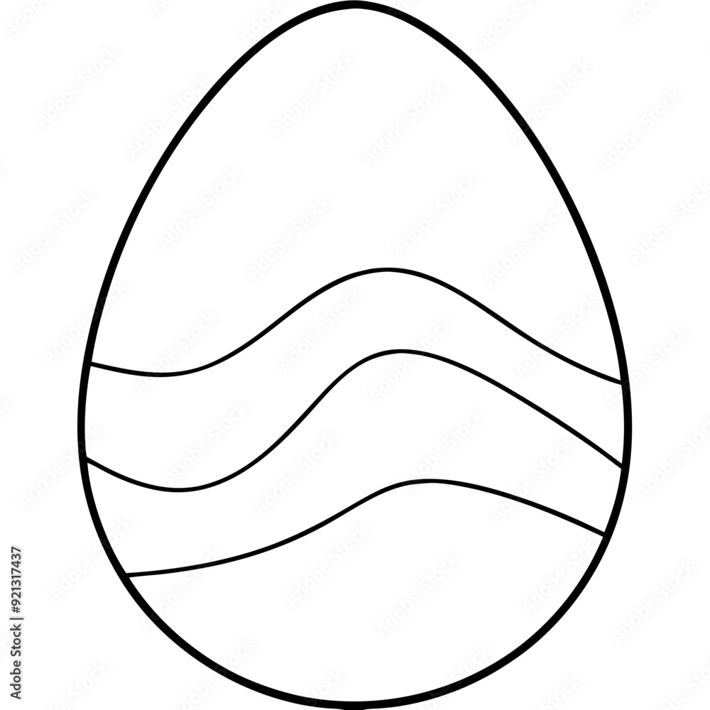 Vector Easter Egg Outline Simple Black and White Wavy Lines Minimalist Design Vector Easter Egg Outline Simple Black and White Wavy Lines Minimalist Design