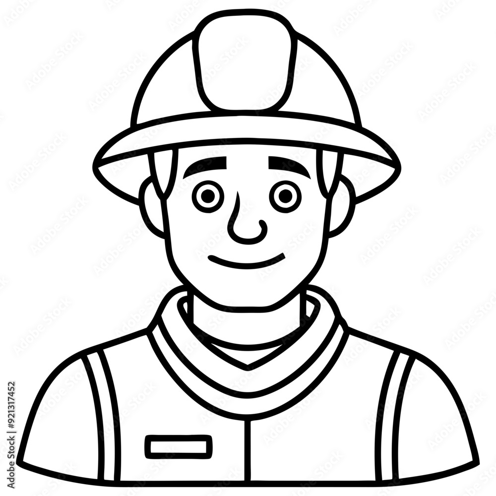 Firefighter Vector Illustration Black White Outline Safety Emergency Services Hero Firefighter Vector Illustration Black White Outline Safety Emergency Services Hero