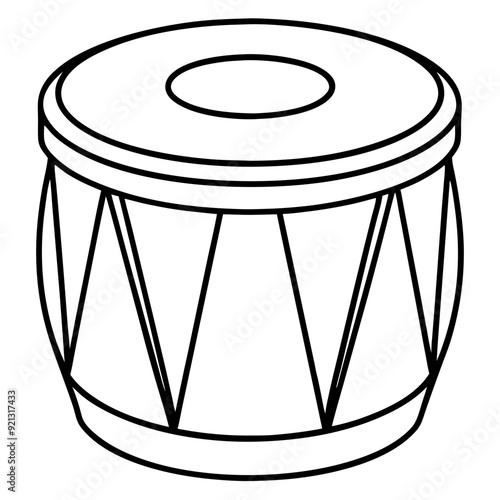 Vector Illustration Traditional Drum Line Art Percussion Instrument Simple Design Music Symbol