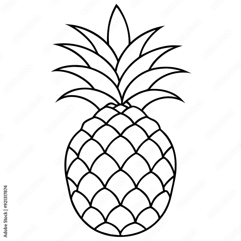 Fototapeta premium Pineapple Outline Vector Graphic Illustration for Tropical Themed Designs and Coloring Pages