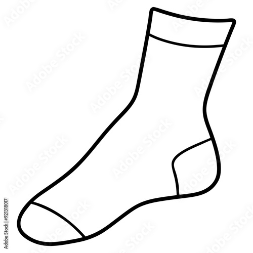 Minimalist Vector Sock Outline Simple Footwear  Illustration for Apparel and Fashion Design