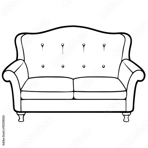 Elegant Vintage Sofa Vector Illustration Ideal for Home Decor and Design Projects