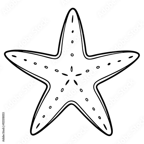 Vector Illustration Black White Simple Starfish Outline Marine Life Drawing Educational Art