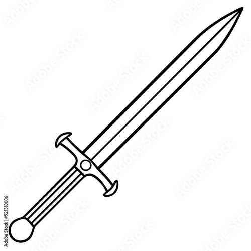 Simple Medieval Sword Vector Illustration Outline Design for Logos Decorations Educational Use