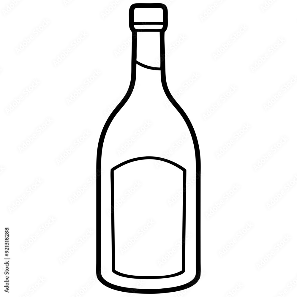 Black and White Wine Bottle Outline Vector Minimalist Beverage Design for Menus Labels Signage Black and White Wine Bottle Outline Vector Minimalist Beverage Design for Menus Labels Signage