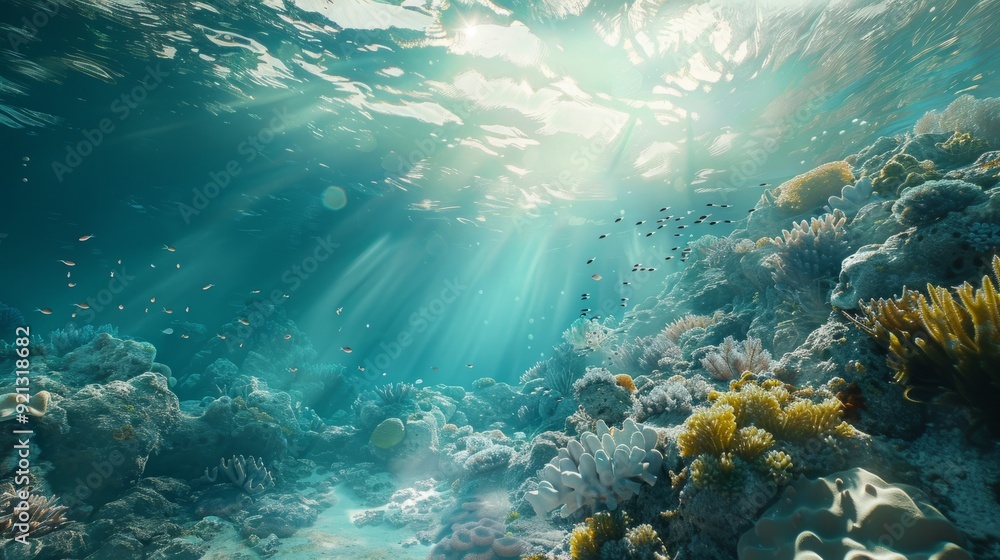 Fototapeta premium Marine scientists restoring coral reefs underwater