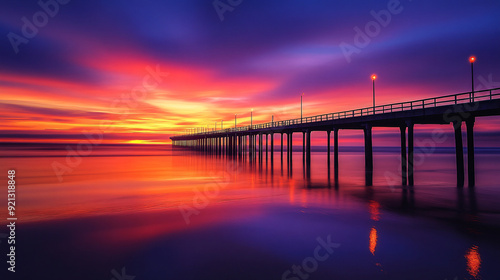 Wallpaper Mural Twilight Serenity: Vibrant Sunset Over Ocean Pier Torontodigital.ca
