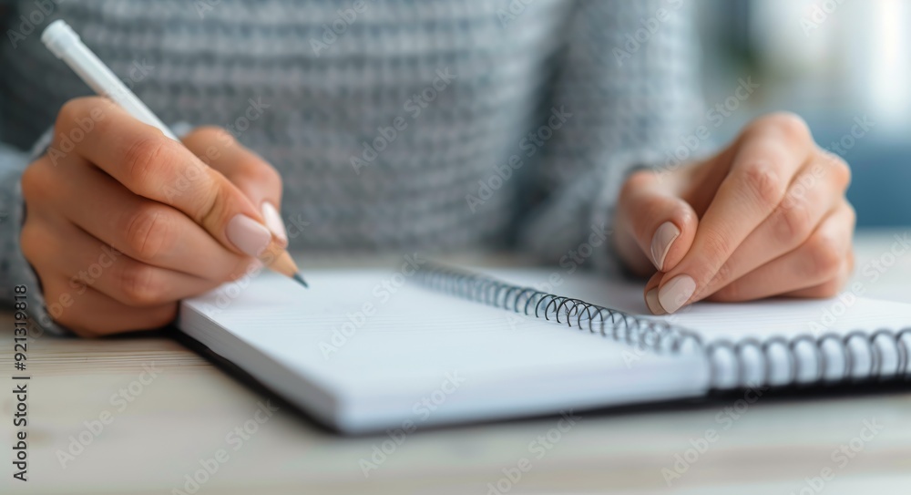 Writing in a Notebook at a Cozy Indoor Setting in Autumn Writing in a Notebook at a Cozy Indoor Setting in Autumn