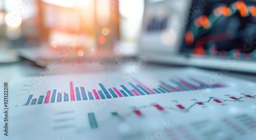 Business Analytics Report With Graphs on Table During Sunset in Modern Office