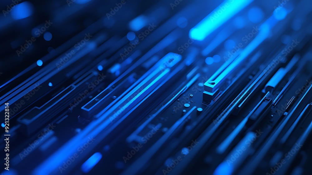 3d render, abstract blue neon background. Assorted geometric linear shapes glowing in the dark. Minimalist wallpaper 3d render, abstract blue neon background. Assorted geometric linear shapes glowing in the dark. Minimalist wallpaper