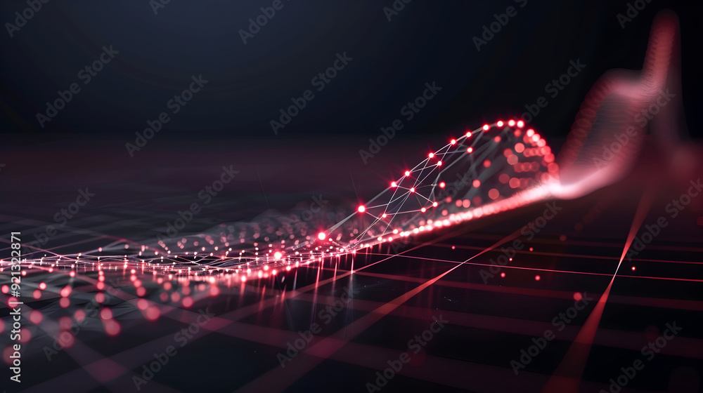 Abstract 3D Red Lights Network Grid Background Abstract 3D Red Lights Network Grid Background