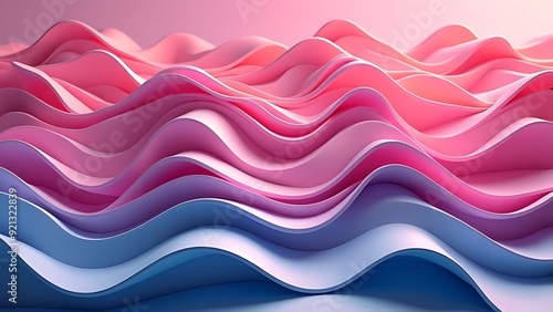 Pink 3D Waves arranged to create a Colorful abstract background