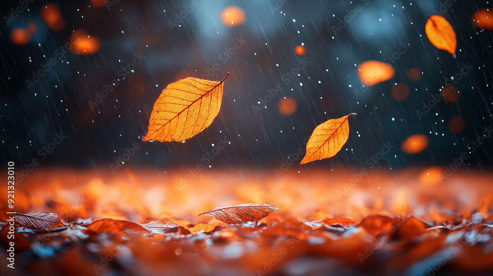 Autumn Yellow Leaves Falling from Trees on Blue Background Rain
Autumn Yellow Leaves Falling from Trees on Blue Background Rain
