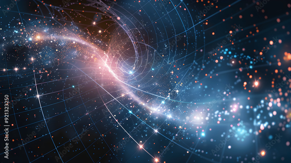 Obraz premium Abstract Background with Glowing Lines and Stars