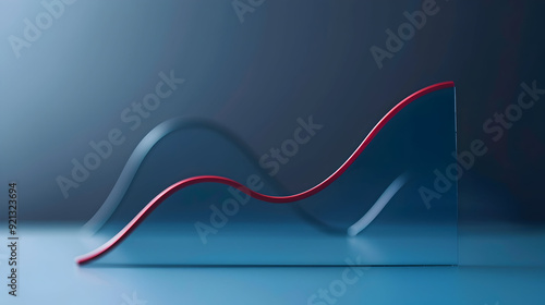 Abstract 3D Red Line on Blue Background Illustration