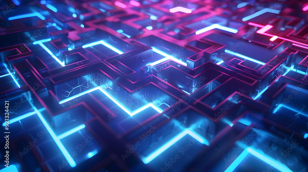 Abstract 3D Background with Glowing Neon Lines Abstract 3D Background with Glowing Neon Lines