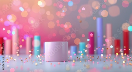 Colorful Abstract Background With Pastel Cylinder and Glitter at Evening