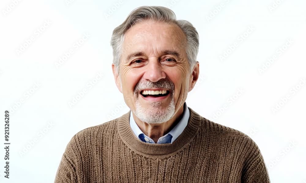 Portrait of a happy senior man smiling at camera on white background Portrait of a happy senior man smiling at camera on white background