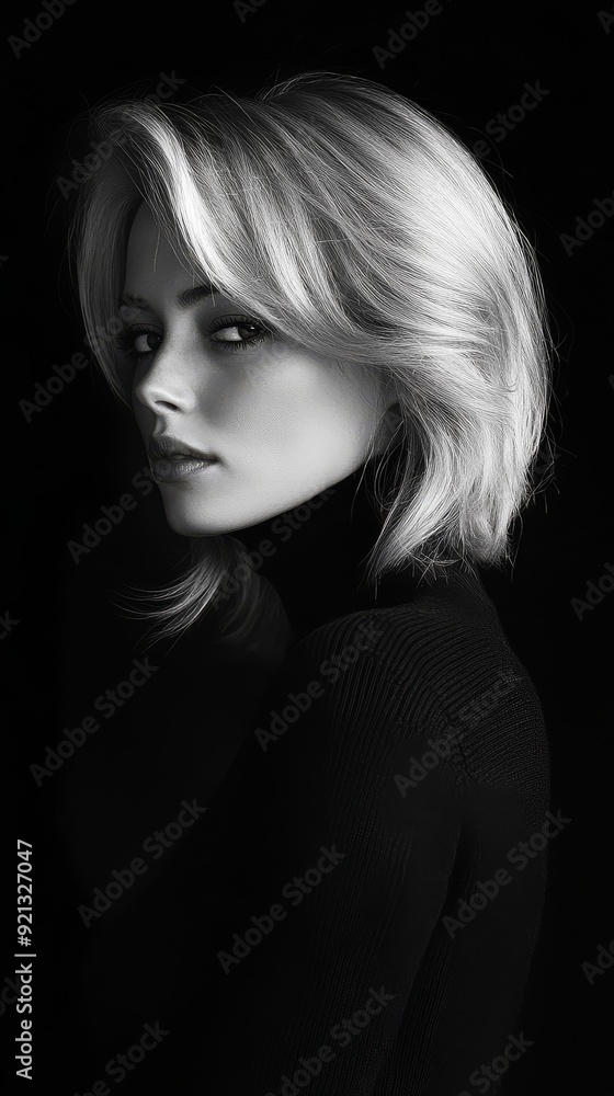 A striking profile of a young woman glancing thoughtfully away from the camera A striking profile of a young woman glancing thoughtfully away from the camera