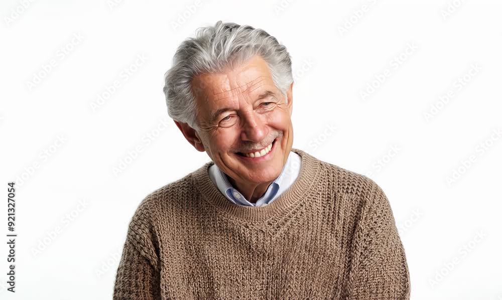 Portrait of a happy senior man smiling at the camera on white background Portrait of a happy senior man smiling at the camera on white background
