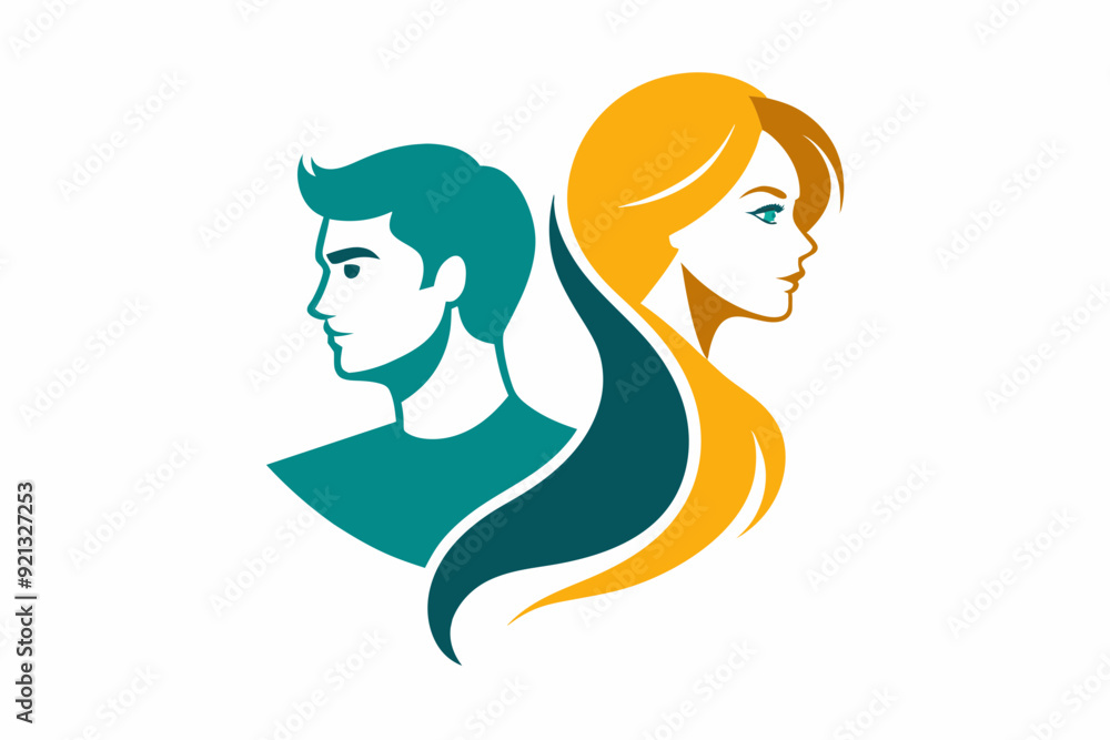 Male and female salon logo design vector illustration on white background Male and female salon logo design vector illustration on white background