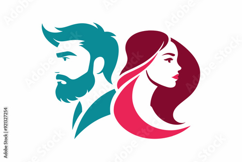Male and female salon logo design vector illustration on white background