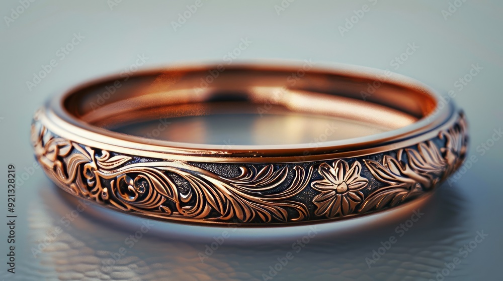 Rose gold bangle with engraved patterns Rose gold bangle with engraved patterns