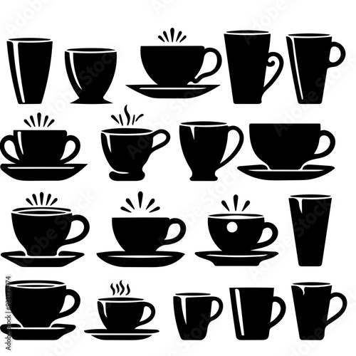 set of cups silhouette