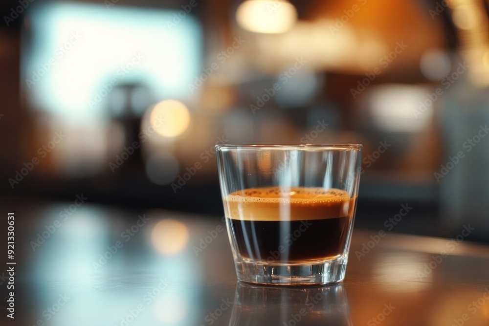 A Glass of Espresso Coffee on a Countertop A Glass of Espresso Coffee on a Countertop