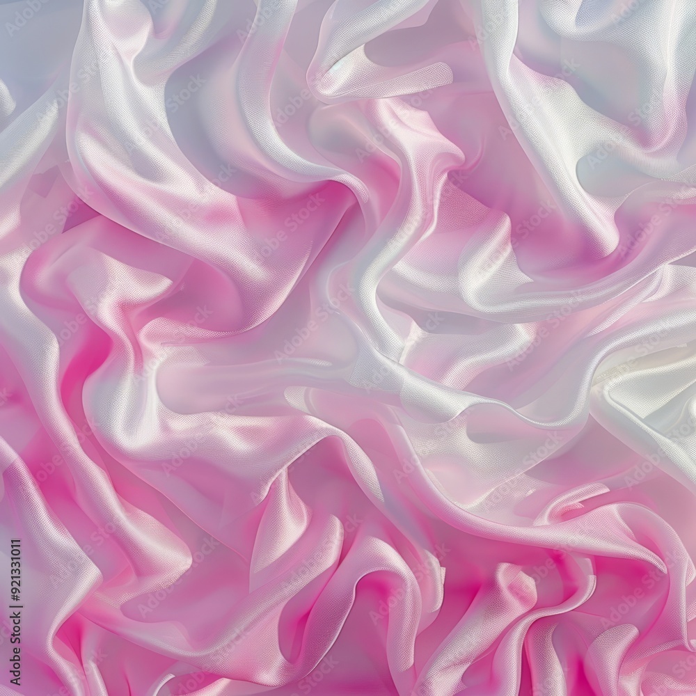 Obraz premium Pink and White Fabric with Wrinkles and Folds. Multicolored Luxury Surface Banner