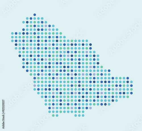 Colourful map of Saudi arabia from dots