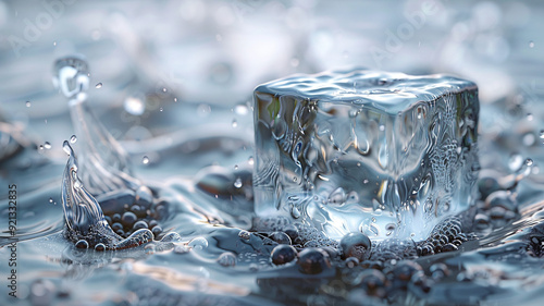 Wallpaper Mural Ice cube falling into water, captured in a close-up shot Torontodigital.ca