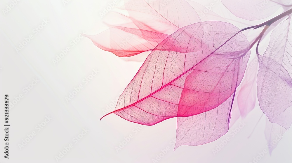 Transparent Pink Floral Leaf Element in Minimalist Design Transparent Pink Floral Leaf Element in Minimalist Design