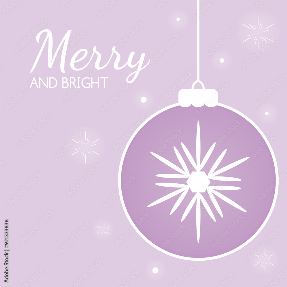 Naklejka premium Christmas card with ball. Greeting, celebration, invitation card, decoration. Vector illustration. Winter, new year. 