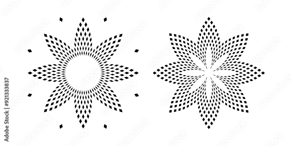 Set of Radial Dots Patterns. Decorative Geometric Design Elements. Set of Radial Dots Patterns. Decorative Geometric Design Elements.