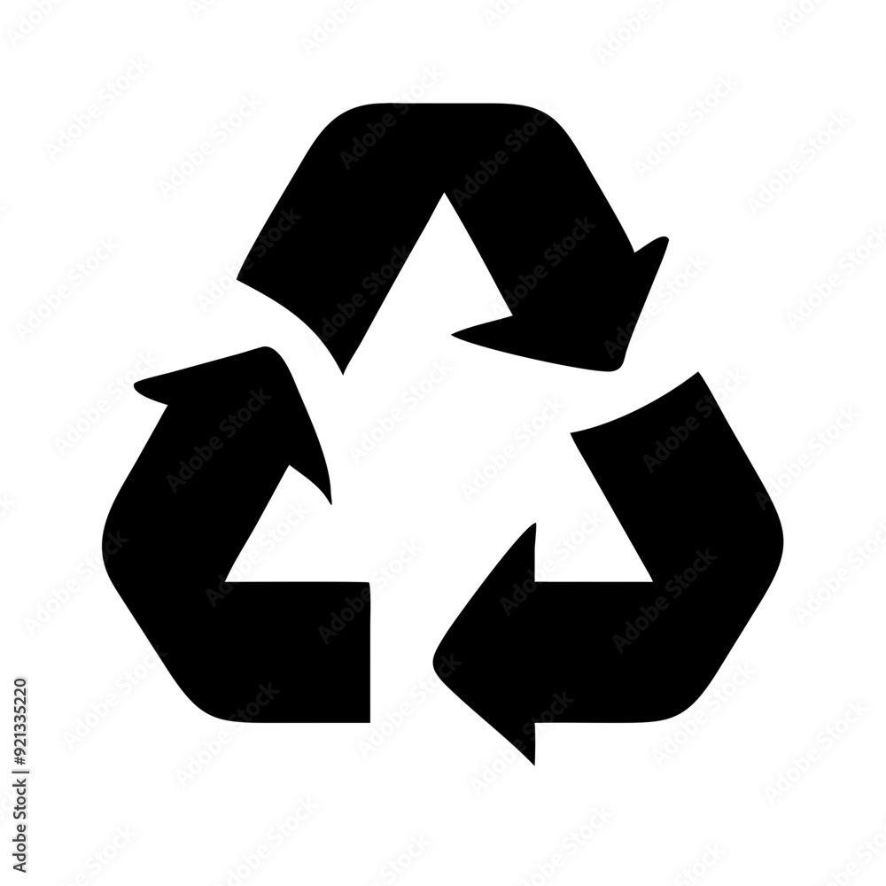 Recycling symbol icon, black and white environmental sustainability illustration Recycling symbol icon, black and white environmental sustainability illustration