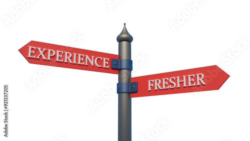 EXPERIENCE vs FRESHER written on a signpost photo