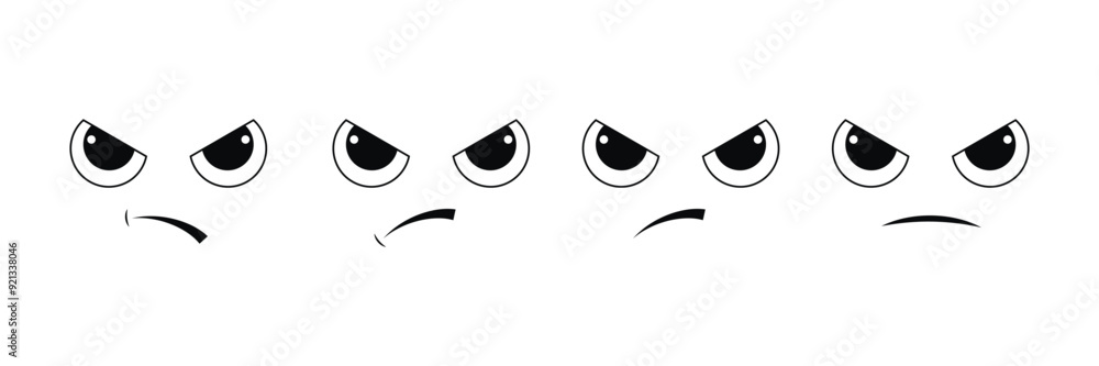 Set of Angry face icon with white background. Upset, disappointed face emoji symbol. vector Illustration. Set of Angry face icon with white background. Upset, disappointed face emoji symbol. vector Illustration.