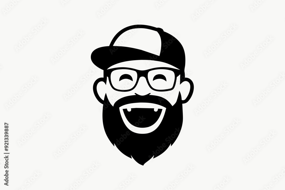 silhouette Human black and white face logo on white background silhouette Human black and white face logo on white background