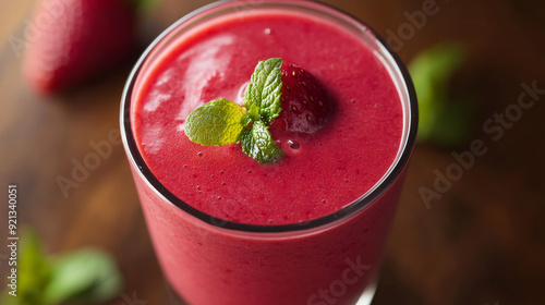 Wallpaper Mural A vibrant red fruit smoothie, showcasing its rich color and creamy texture. The smoothie is often served in a clear glass to highlight its bright hue, garnished with fresh fruit or a mint leaf  Torontodigital.ca