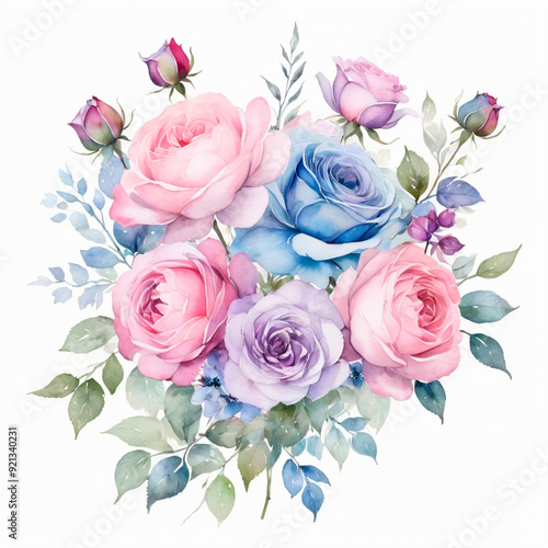 watercolor bouquet of roses