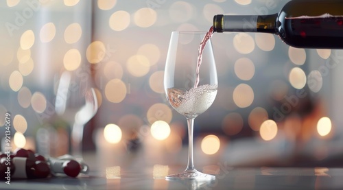 Pouring Red Wine Into Glasses At A Social Gathering With Blurred Background