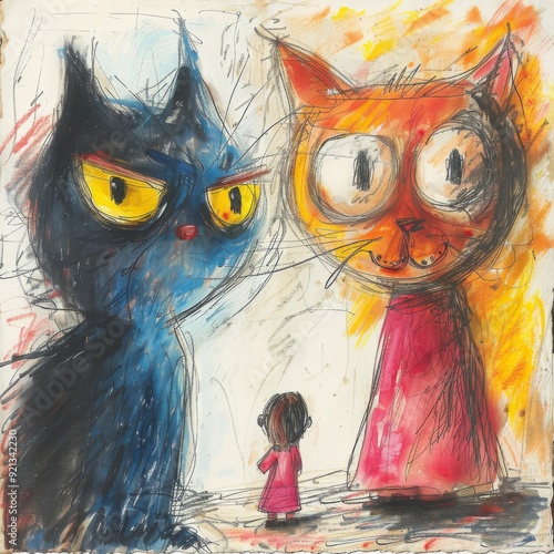  5 year olds scribble drawing cat photo