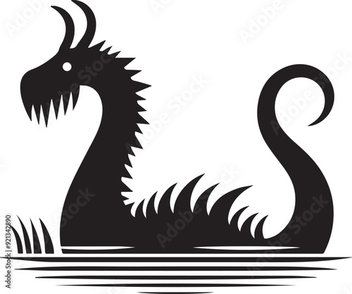 Loch Ness Monster vector silhoutte illustration