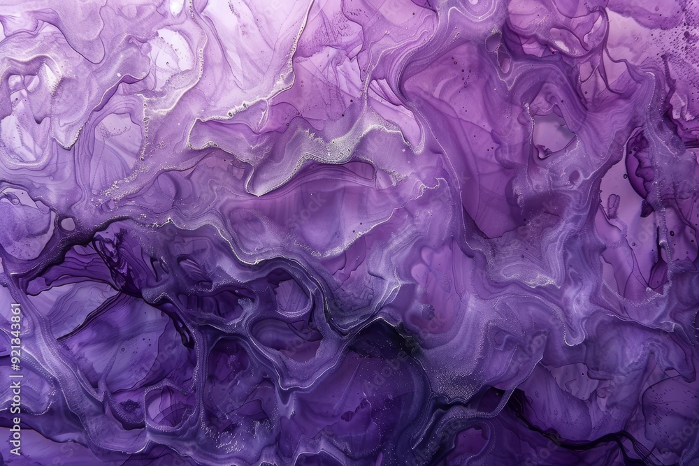 Layers of translucent purple and white paint blending together in an abstract composition, Layers of translucent purple and violet paint blending together Layers of translucent purple and white paint blending together in an abstract composition, Layers of translucent purple and violet paint blending together