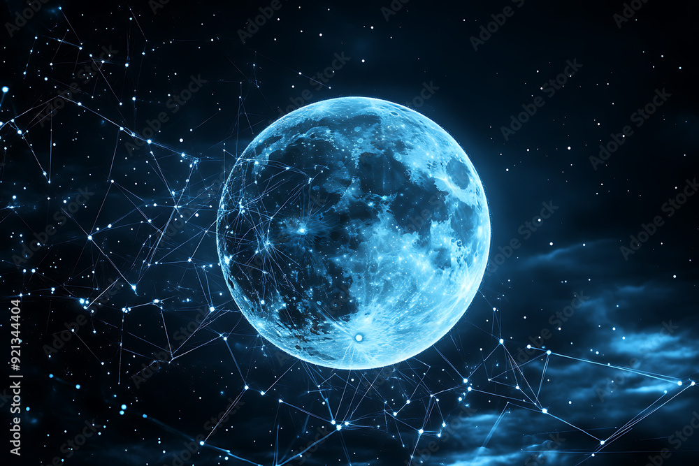 Abstract digital background featuring a moon, with a focus on its luminous and celestial qualities. Abstract digital background featuring a moon, with a focus on its luminous and celestial qualities.