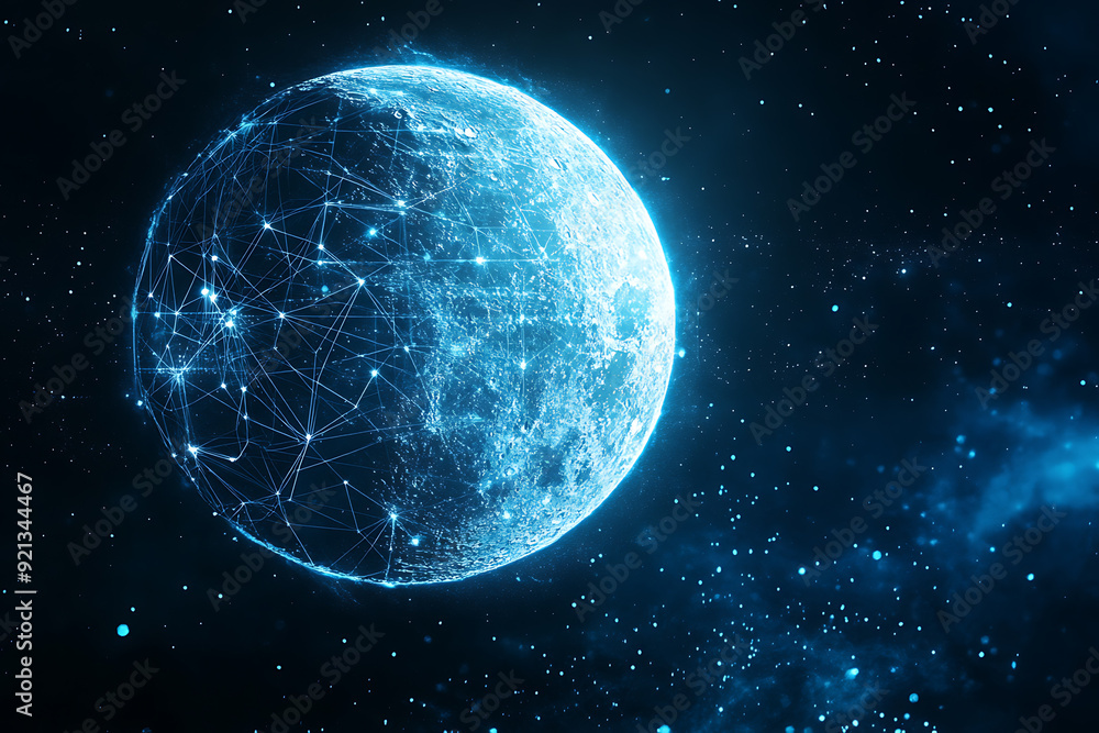 Abstract digital background featuring a moon, with a focus on its luminous and celestial qualities. Abstract digital background featuring a moon, with a focus on its luminous and celestial qualities.