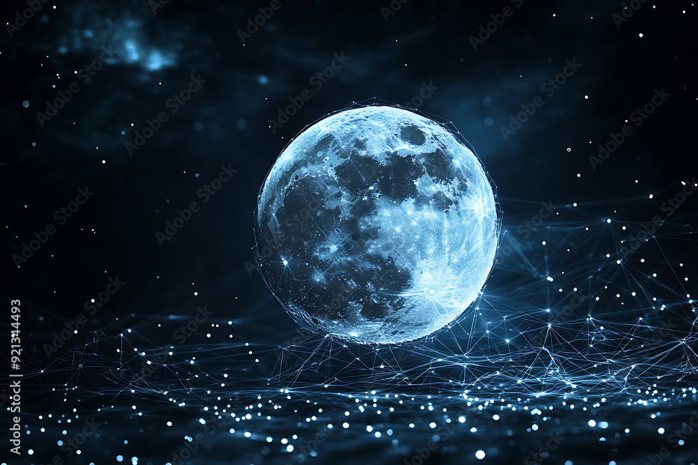 Abstract digital background featuring a moon, with a focus on its luminous and celestial qualities. Abstract digital background featuring a moon, with a focus on its luminous and celestial qualities.